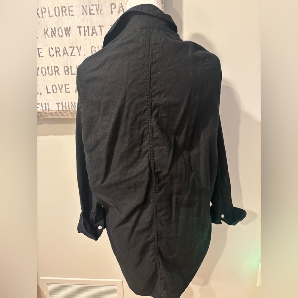 Aerie Black Linen Button-Up Shirt - Picture 3 of 6